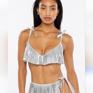 Savage Fenty Pleated Lamé Bra nwt 36ddd